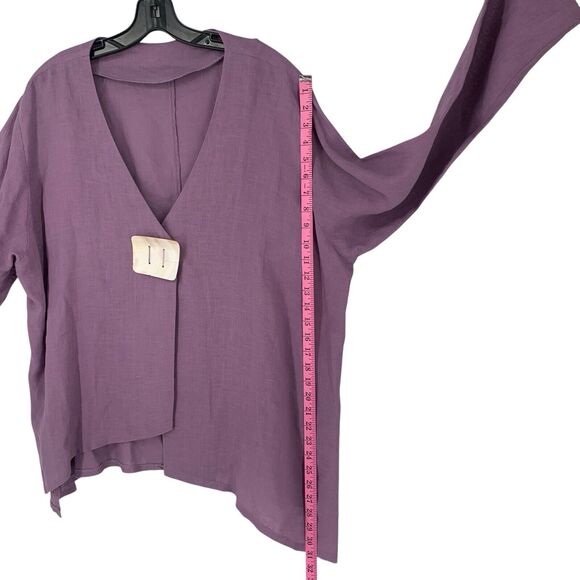 Heydari 100% Linen Jacket Lagenlook Size 1X Plus Lavender Mother Of Pearl Button - Picture 3 of 7